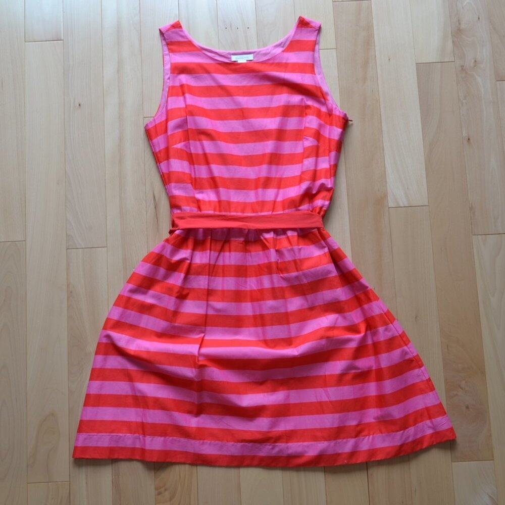 Garnet Hill Fit and Flare Striped Midi Dress